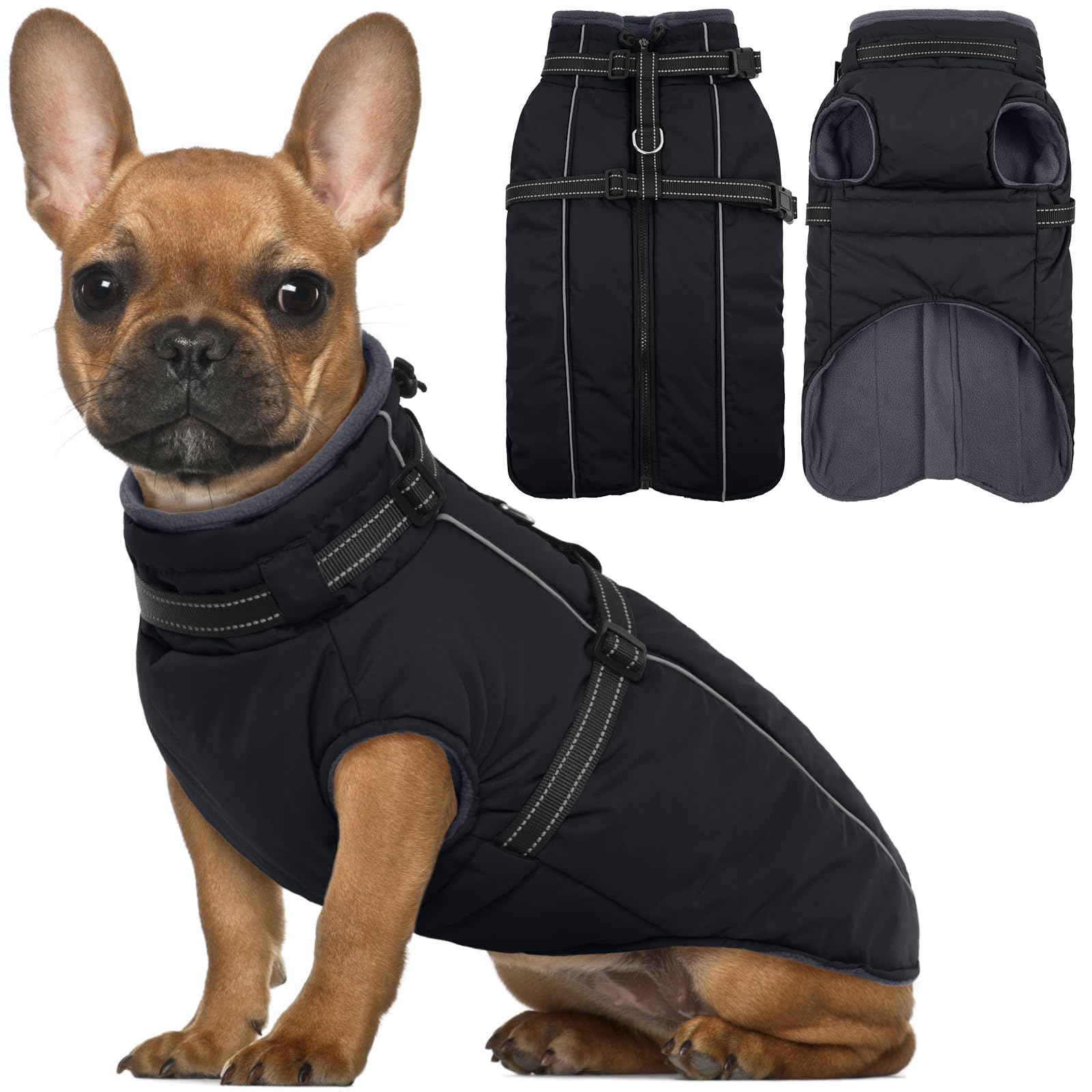 

Lelepet Dog Winter Dog Clothing Open Easy to Put On and Take Cotton Pet Outdoor with Winter Coat Coat, Jacket, Back, Warm, Off, Insulated, Clothing, чёрный