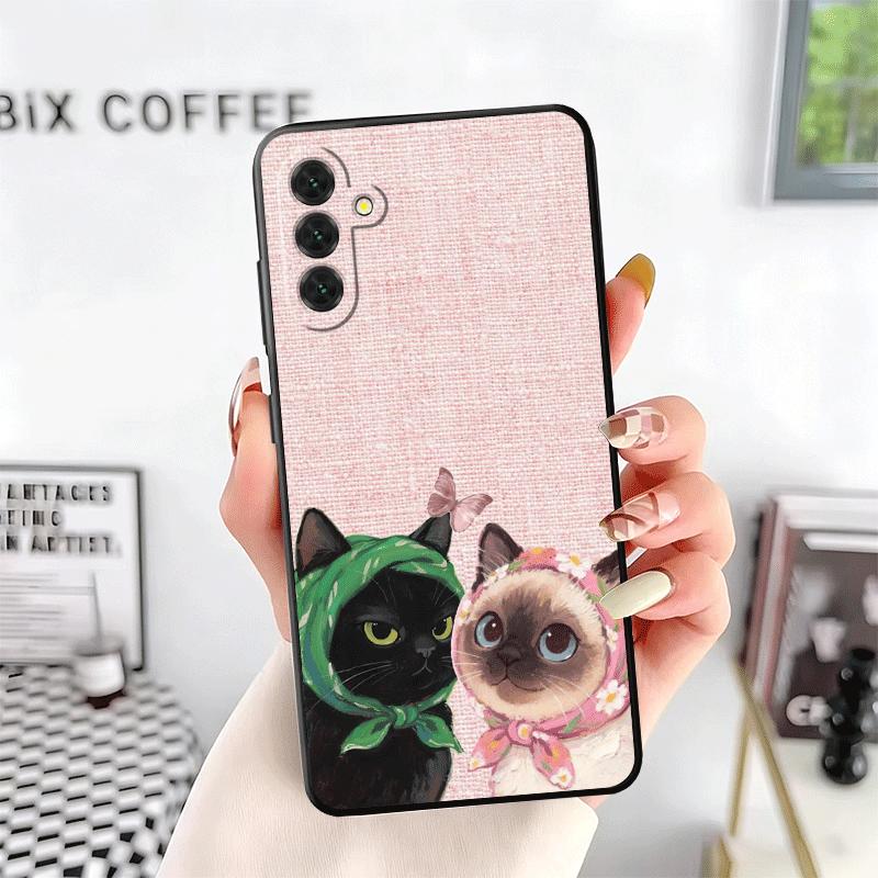 

Cute Floral Headscarf Kitten Soft Phone Case for Samsung A17 A37 A57 A16 A26 A36 A56 A15 A25 A35 A55 A14 A24 A34 A54 A13 A23 A33 Samsung A53