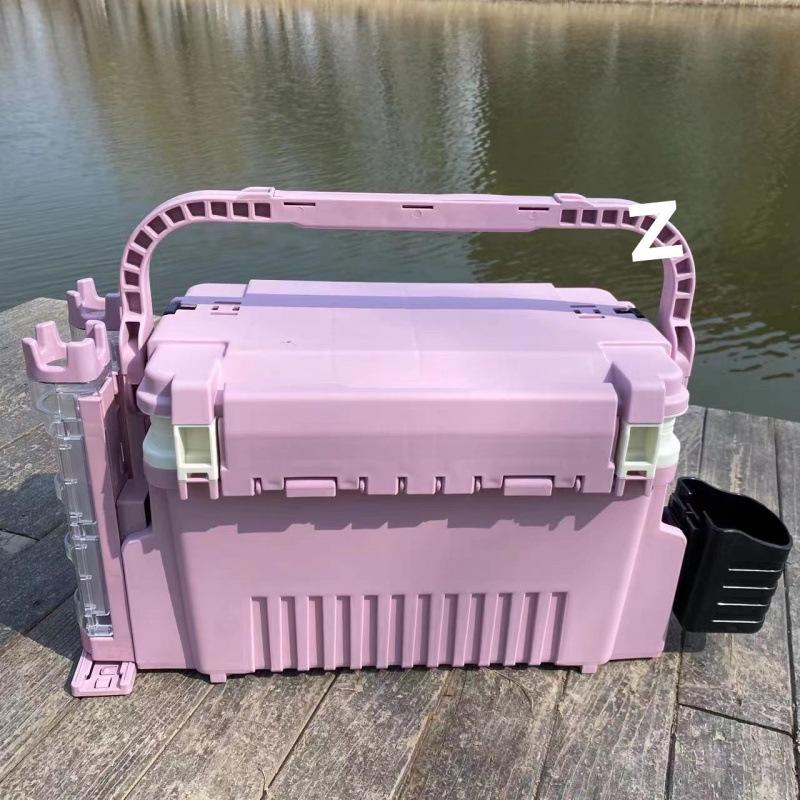 Multifunctional Fishing Tackle Box with Rod Holder - Large Capacity for Outdoor Use