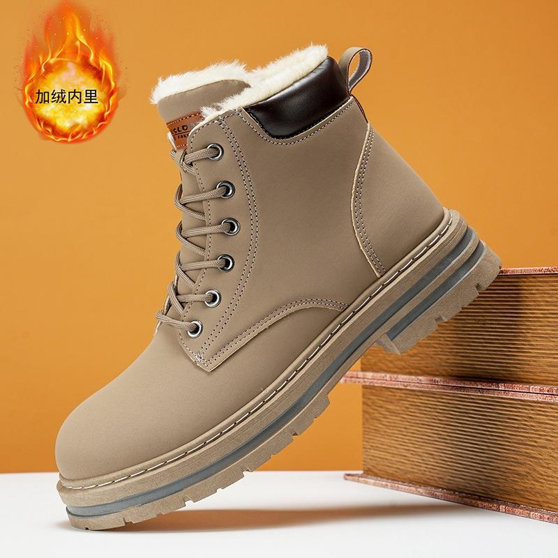 Winter new men's shoes warm Martin boots piled thickened tooling leather boots casual versatile platform cotton shoes