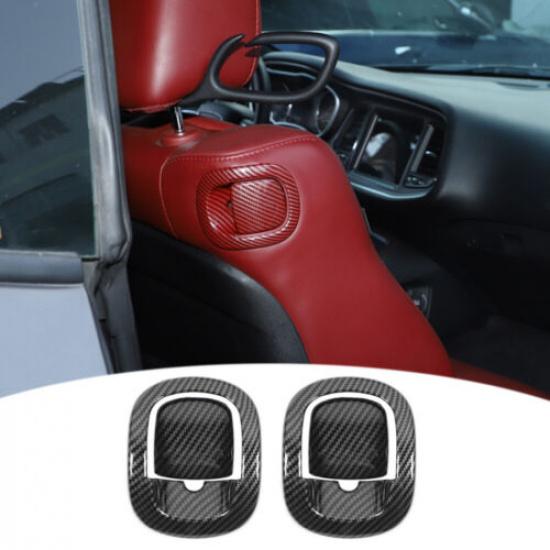 4pcs Backrest Seat Handle Decor Cover Trim For Dodge Challenger 12+ Carbon Fiber