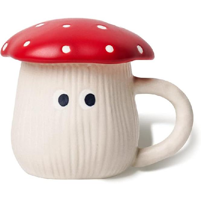 

Милый Грибной Чайник, Ручная Работа, Керамический Чайник Матовый Безопасный, С Декорацией Белки, Крышка в Горошек с Глазурью. 23 унции / 680 мл. Лучшие подарки для женщин & Mushroom Mug with Lid