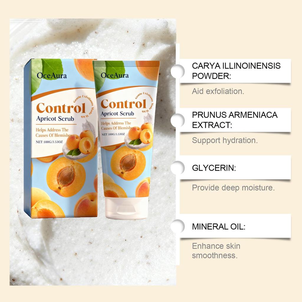 Meruňkový pleťový peeling - Jemný exfoliační čisticí přípravek na póry a odumřelou pokožku, Osvěžující hydratační pleťový peeling