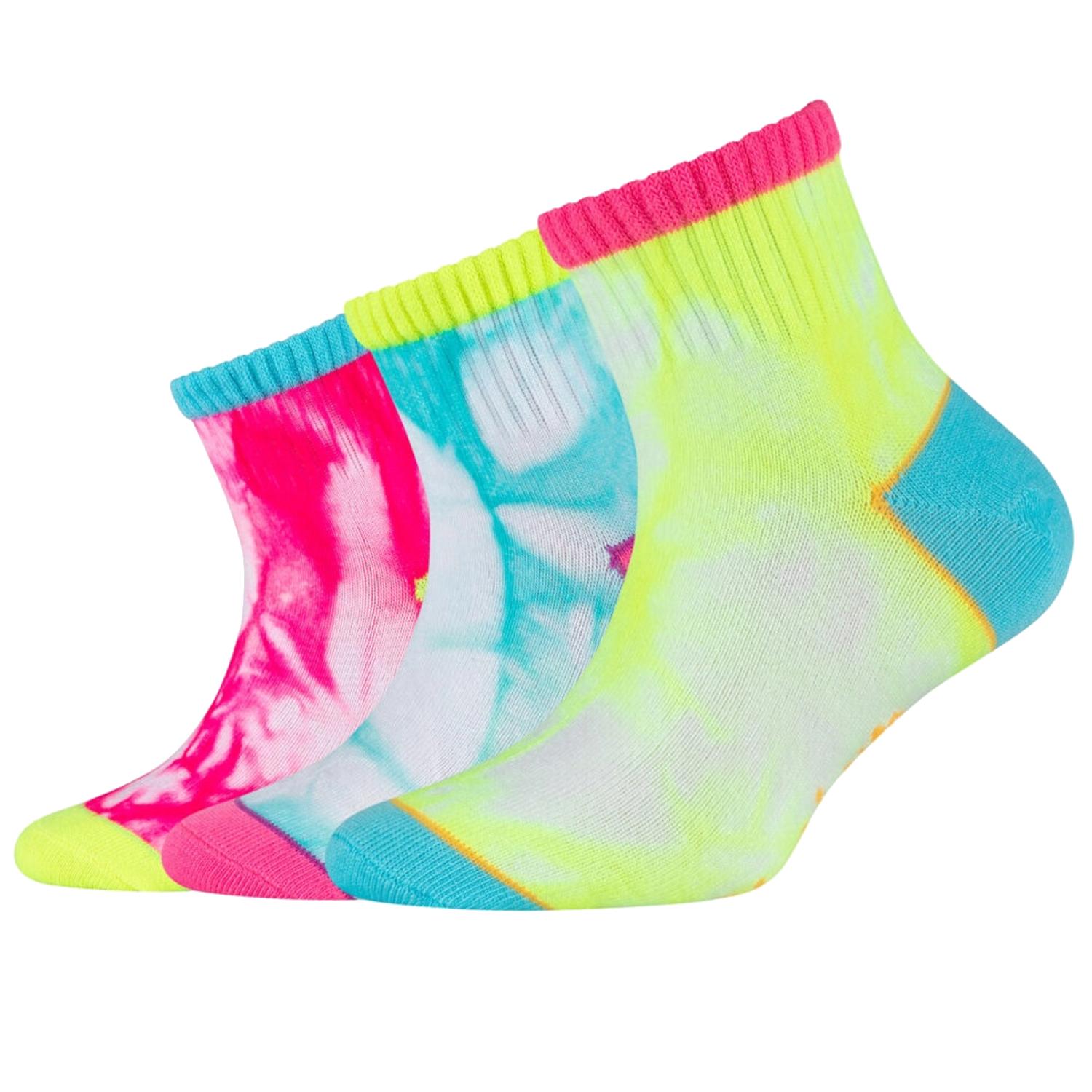 Skechers Calcetines casuales con estampado tie-dye para niñas 3PPK, multicolores 31-34