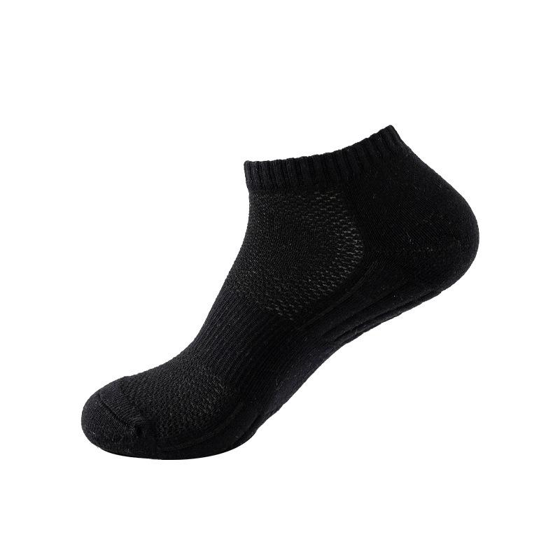 Men's Spring and Summer Thick White Short Socks with Towel Soles, Breathable Mesh Basketball Sports Socks, Comfortable Cotton Socks