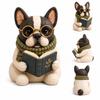Dog Reading Book Statue Decorative Figurine for Bookshelf Desk Home Decor
