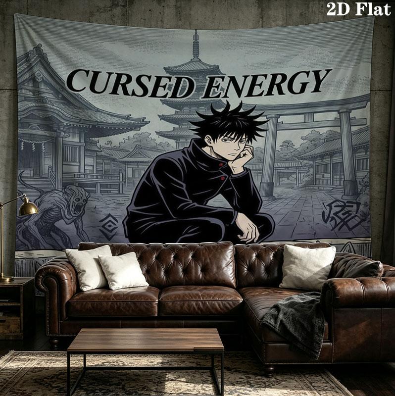 Arazzo da Parete Jujutsu Kaisen Appeso Estetico alla Parete Coperta in Tessuto Stampato Arazzi Decorativi per Camera da Letto Soggiorno Decorazione per la Casa