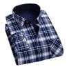 Hombres Otoño Invierno Camisa Color A Juego Estampado A Cuadros Felpa Gruesa Manga Larga Solapa Cárdigan De Un Solo Pecho Estilo Formal De Negocios Padre De Mediana Edad