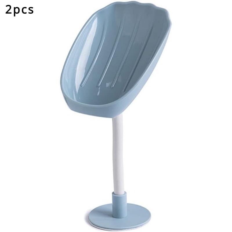 2pcs Soap Box, Bathroom Shell Shaped Storage Box, No-Punch Mobile Suction Cup Type, Soap Box for Bathroom Use