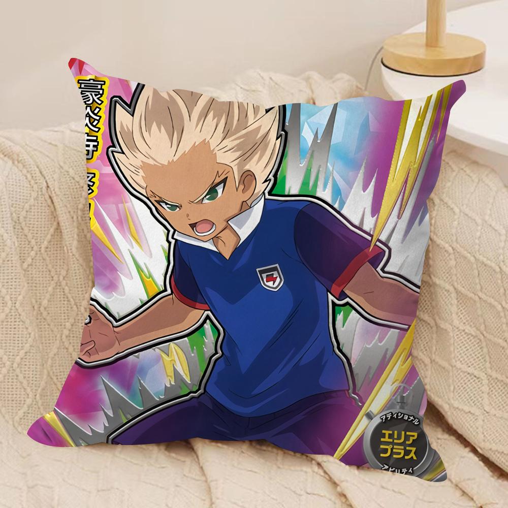 IInazuma ElevenS Anime Cushion Cover Silky Short Plush Invisible Zipper Dustproof Sofa Pillow Case For Home Decor
