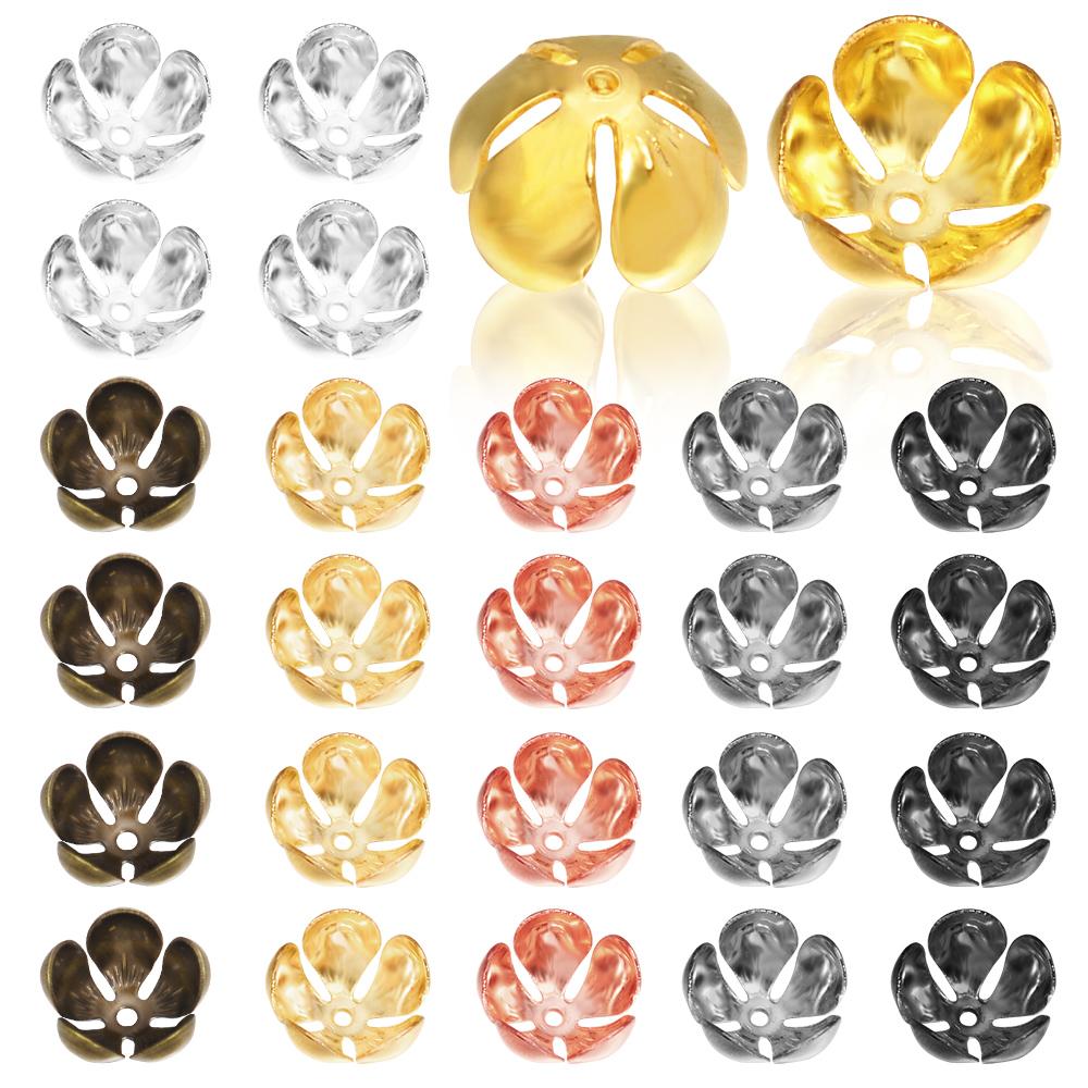 50pcs/Lot Iron Gold Plated Metal Flower Bead Caps for Jewelry Making End Beads Spacers Petal Spacer Beads DIY Bracelet Necklace