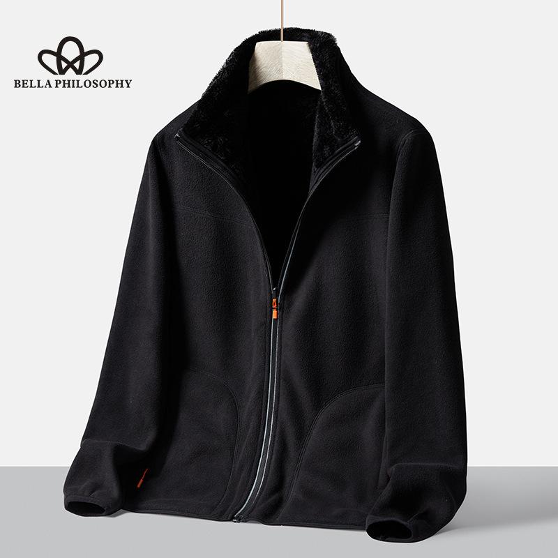 Autumn Winter Double-sided Wearing Fleece Clothes Vertical Collar Fleece-lined Warm Fleece Coat Fashion Casual Warm Coat