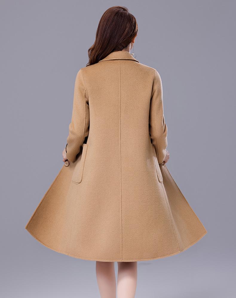 Women's Mid-Length Slimming Woolen Coat - Double-Sided, Camel Color, 2026 New Autumn/Winter Collection