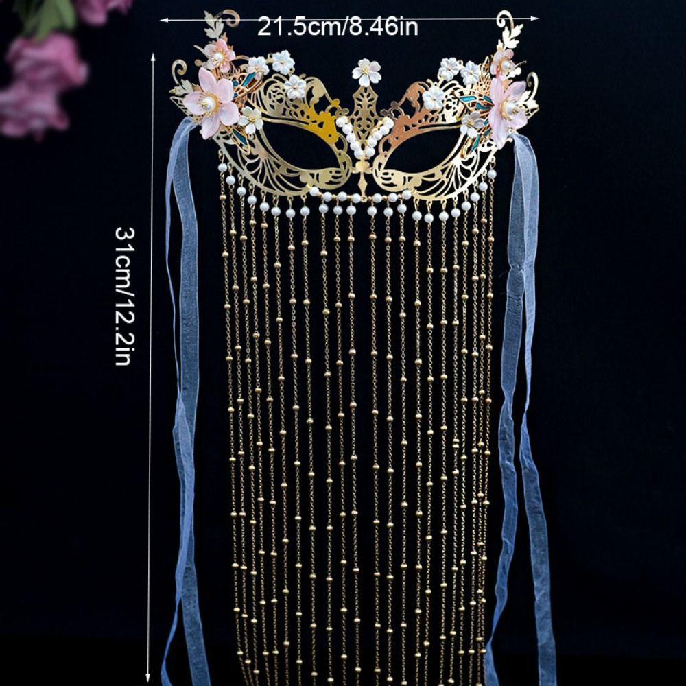 Flower Anonymous Face Cover Chain Women Mysterious Veil Temperament Wedding Mask Gift