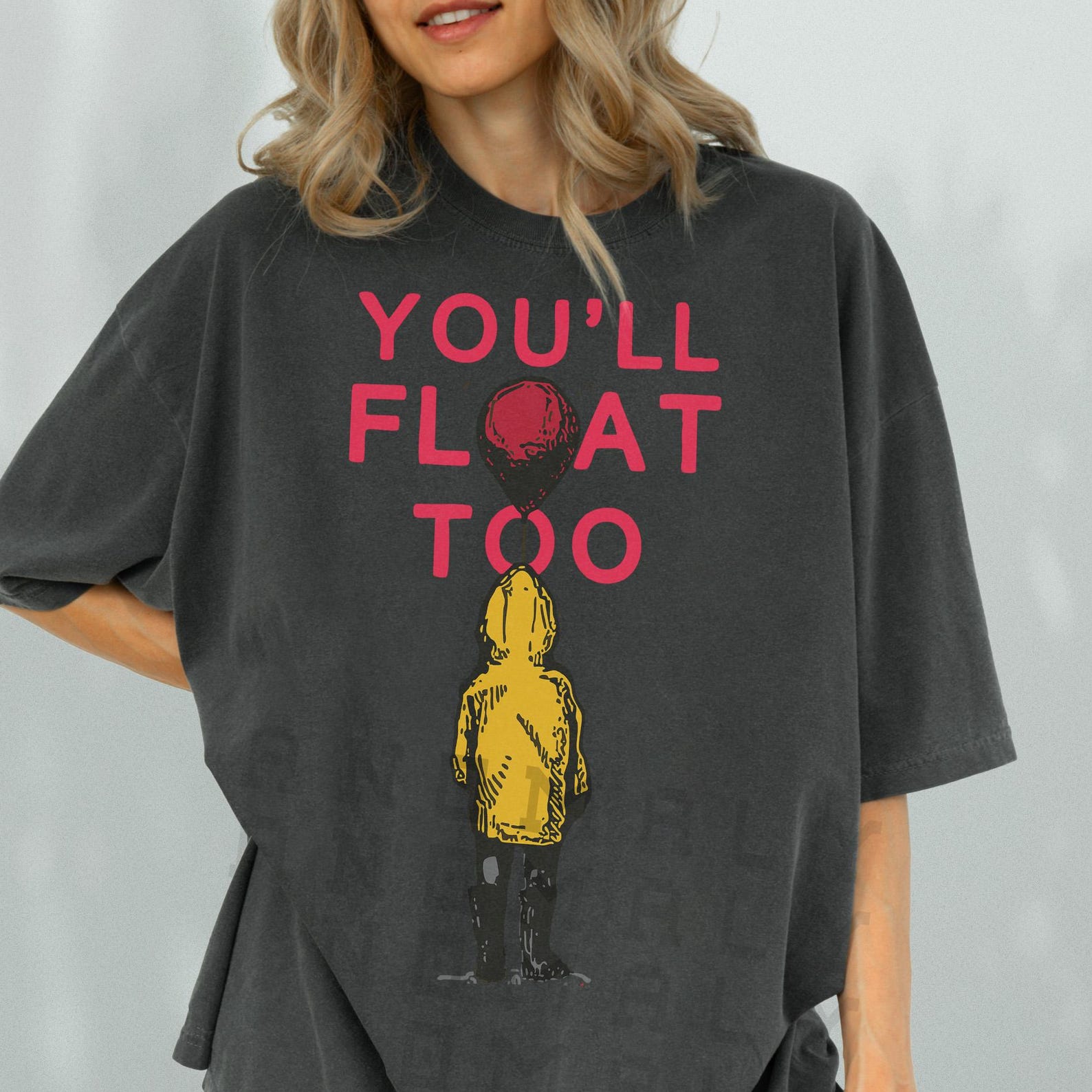 You ll Float Too Graphic T-Shirt: Georgie Balloon Tee, Horror Fans Love It! L