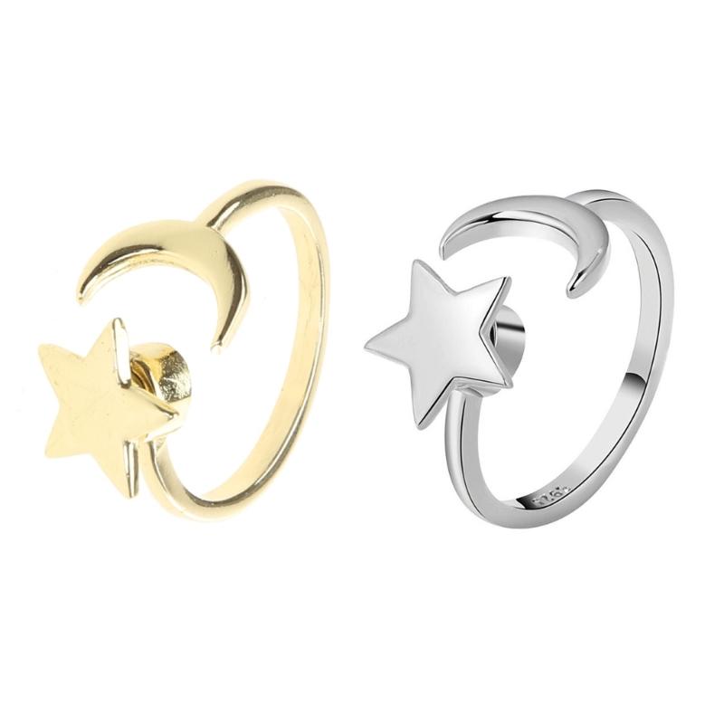 Gold Silver Ring Anti Anxiety Fidget Ring Anxiety Ring Star Moon Spinning Stress Relief Ring Spinner Meditation Ring