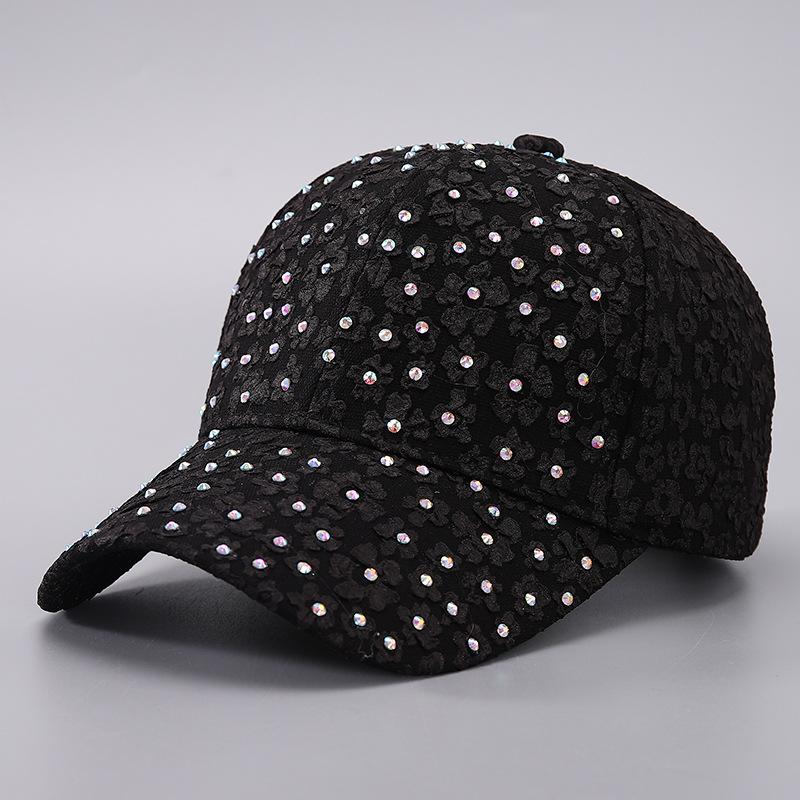 Rhinestone flower baseball cap women's European and American elegant fashion sunshade cap spot