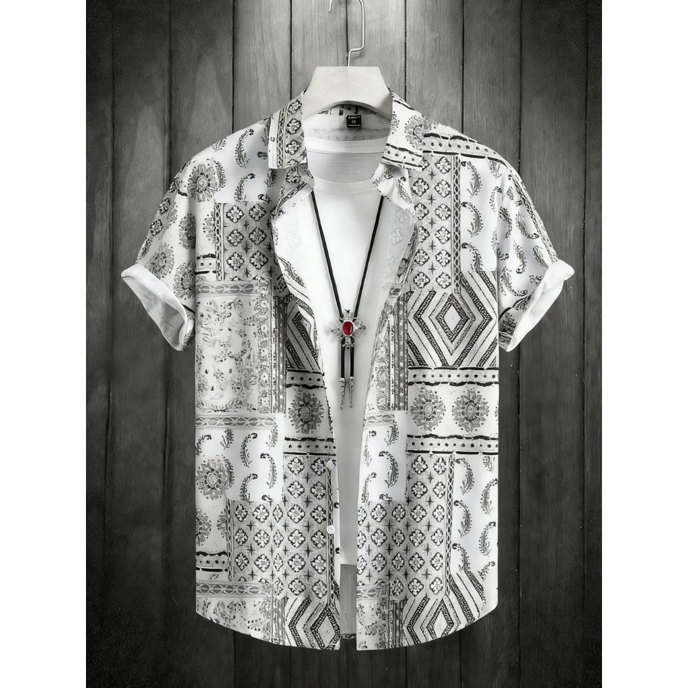 2026 Men s Summer Fashion Printed Short-Sleeve Shirt, Retro Trendy Lapel Shirt for Men, Hawaiian Beach Casual Top, Sizes S-6XL S