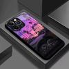 Highway sunset tempered glass phone case suitable for iPhone17 16 15 14 13 12 11Pro/Max/Plus anti drop and shockproof back cover