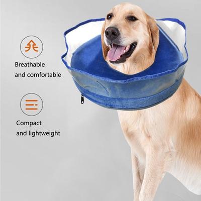 Adjustable Inflatable Dog Cone Collar Waterproof Fabric Anti-licking Clear Shield Soft Dog Neck Donut Comfortable To Wear