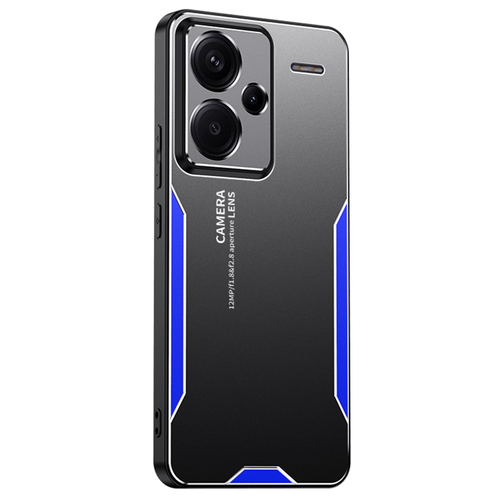 

For Xiaomi Redmi Note 13 Pro+ 5G Case Aluminium Alloy+TPU+PC Airbag Protection Protective Shell with Lens Cover Blue