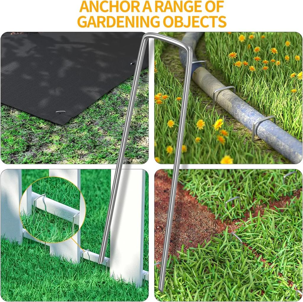 10/200 Stück U-förmige Befestigungsheringe Gartenstecker für Rollrasen-Pins Verankerungsstoff Bewässerungsschläuche Halterung Rasenflächen Barriere 10cm 15cm