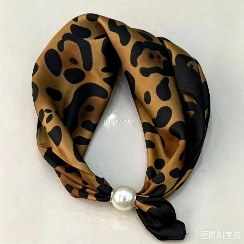 Thin Pearl Necklace with Magnetic Clasp, Lazy-style Silk Scarf, Women's Pendant Scarf, Collarbone Chain