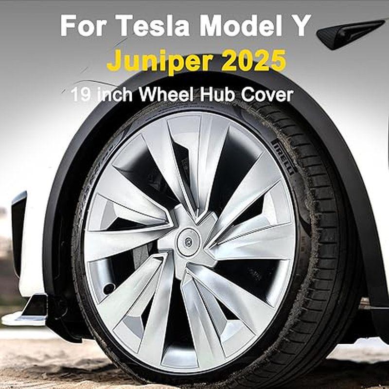 Silver 19-inch Wheel Cover for 2025-2026 Tesla Model Y Refreshed