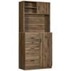 Modern Credenza With 3 Drawers And Cupboards Wooden Pantry Cabinet