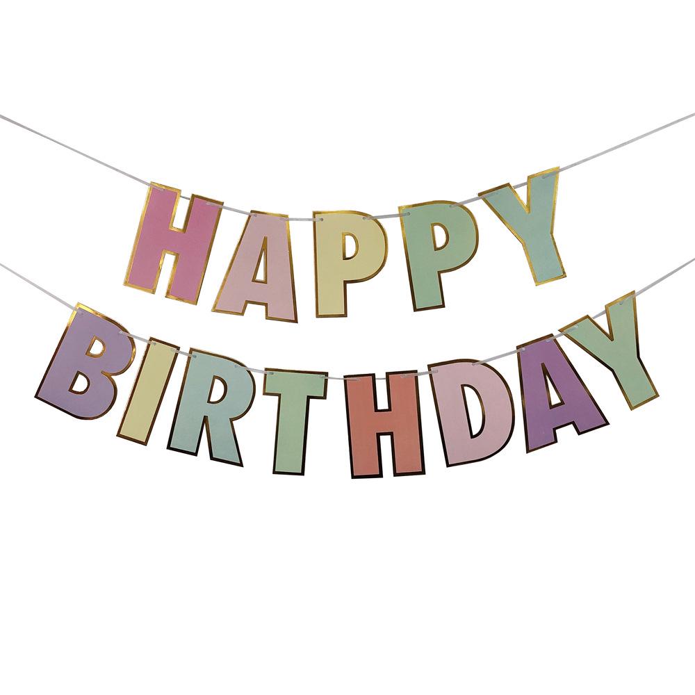 Πανό Happy Birthday με Γκλίτερ σε Χρώματα Μακαρόν – Προσαρμόσιμη Διακόσμηση Πάρτι