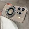 Double Bling Glitter Magsafe Bracket Case for iPhone 16 Pro Max Plus Transparent Plating Cover for iPhone 13 12 11 14 15 Pro Max