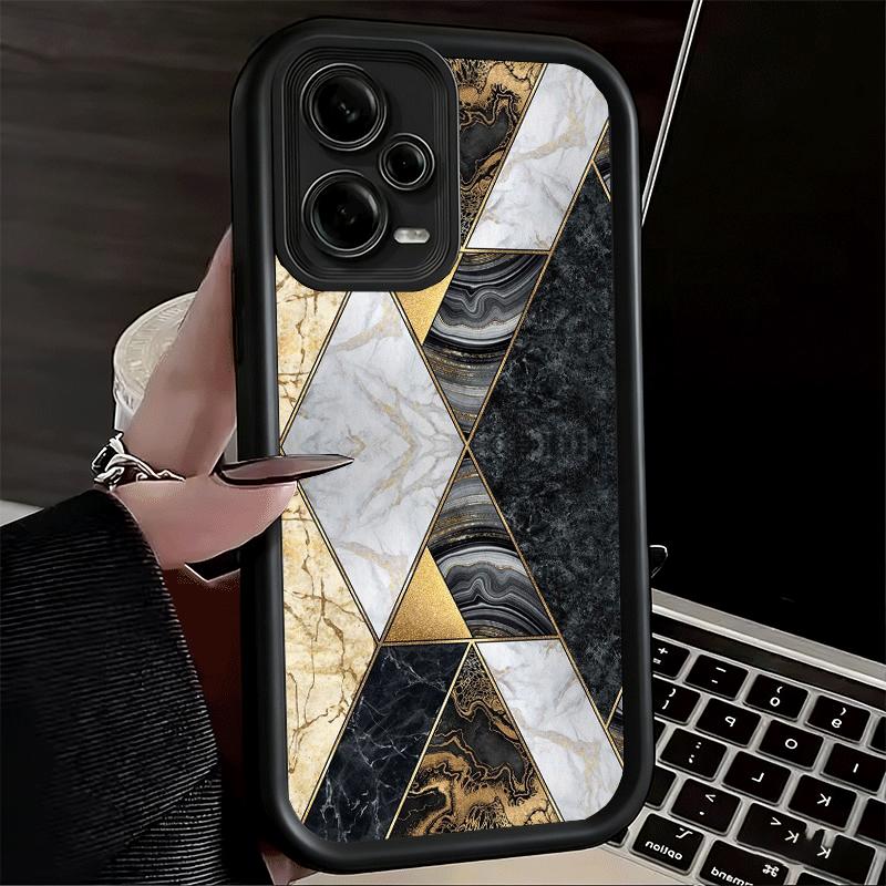 Geometric Marble Pattern Soft Phone Case for Xiaomi Poco X7 X6 X5 Pro X4 Gt X3 F7 Ultra M8 M7 Redmi 15C 15 14C 13 13C 12 12C 10
