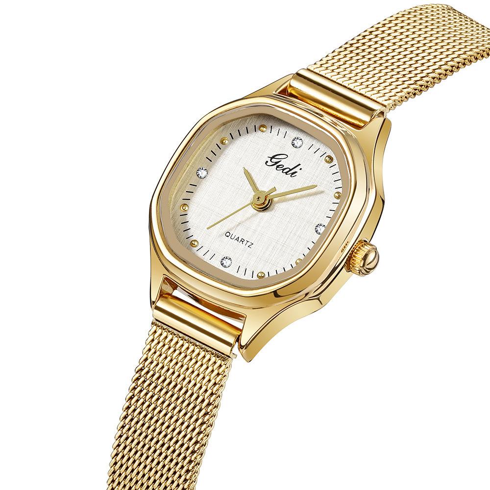 Stainless Steel Mesh Strap Watch Fashion Cloth Disc Quartz Watch Niche High-End Women'S Watch