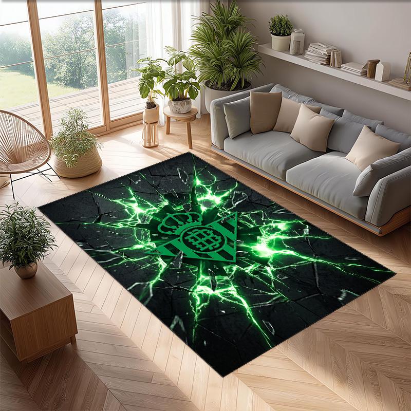 Real Betis Football Print Crystal Velvet Rug, Comfortable Water Absorbent Non Slip Indoor Floor Carpet