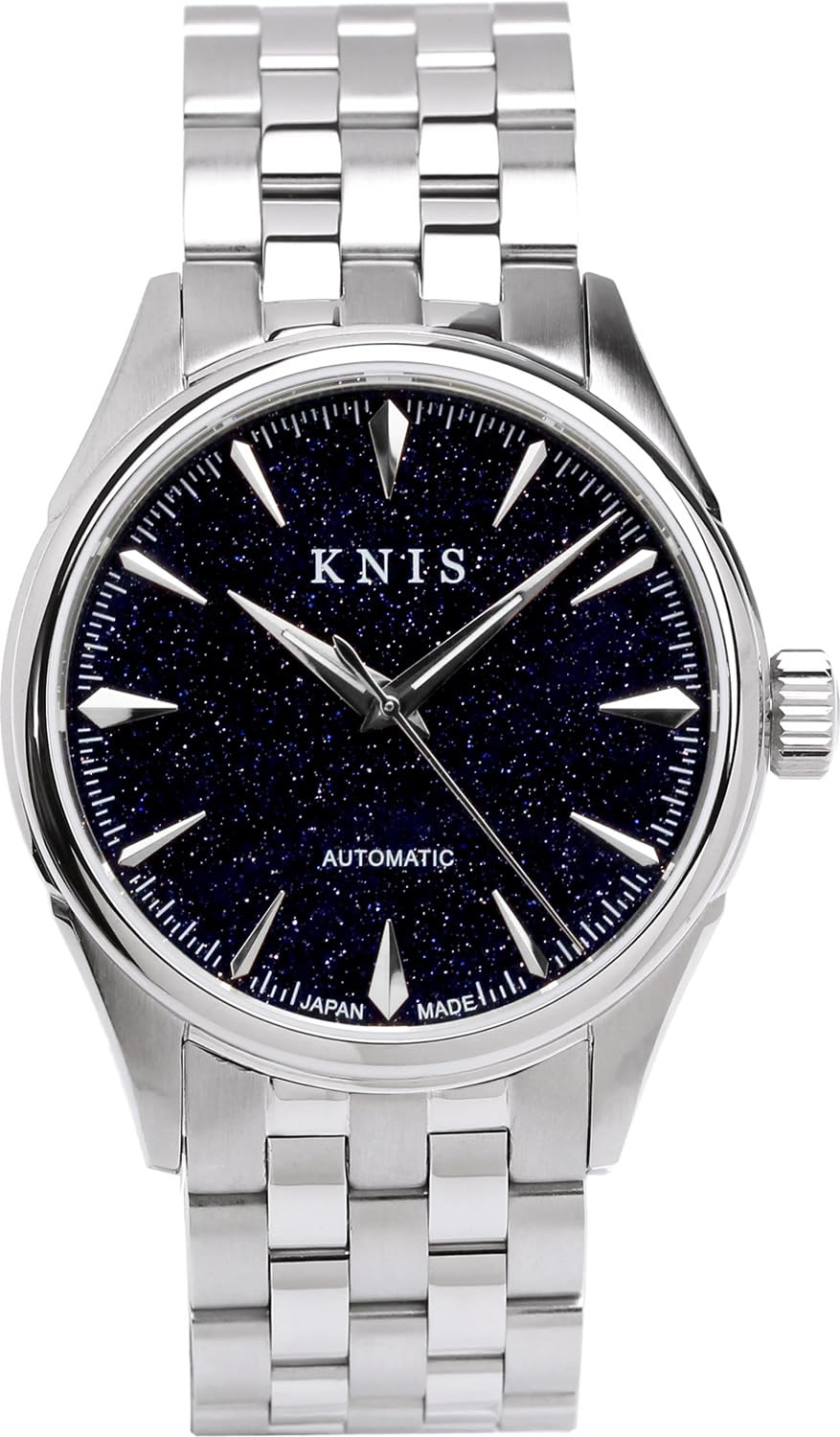 

KNIS Varnish Aventurine Made in Japan Automatic Watch Sapphire Glass Stainless Steel Strap 10 ATM Water Resistant Mechanical Blue Silver Men s синій