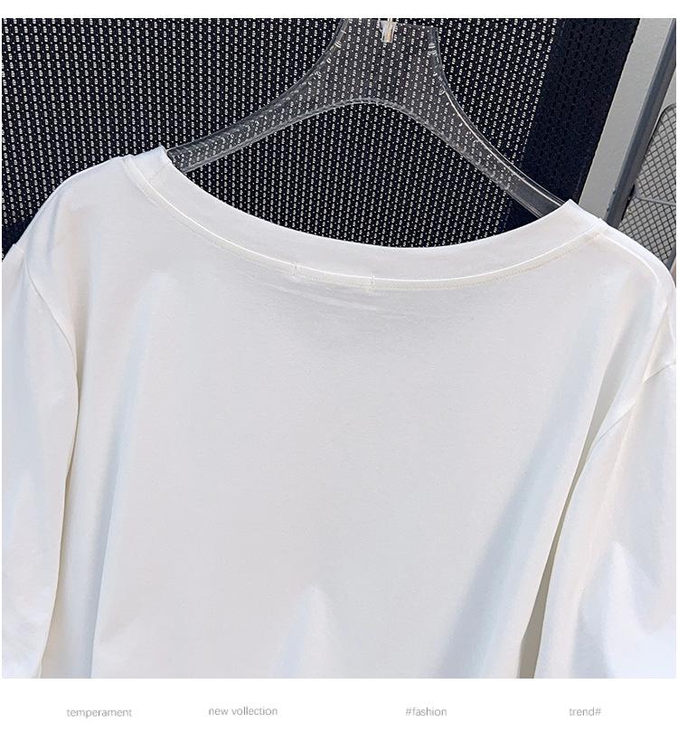 Damen Plus Size Locker Mittellanges Kurzarm-T-Shirt - Rundhalsausschnitt
