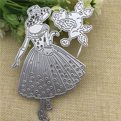 1 Set Lady Dog Cutting Dies DIY Scrapbook Emboss Paper Cards Album Art Stencil Mold