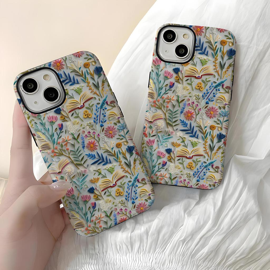 Vintage Floral Book Print Phone Case for iPhone 16 Pro Max, Cute Garden Pattern Soft TPU Protective Cover