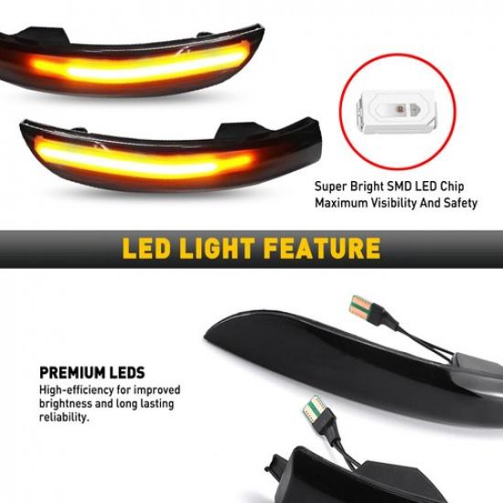 Smoked Sequential Led Side Mirror Turn Signal Light For Ford Focus 3 Mk3 2012-18