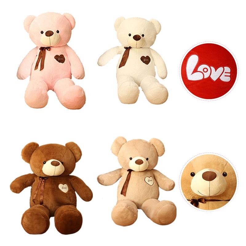 Adorable Silky Ribbon Teddy Bear Plush Toy For Girls Pp Cotton Stuffed Animal In Short Plush
