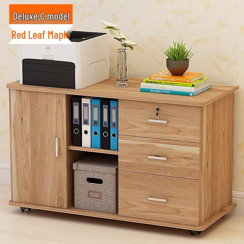 Mobile Lockable Filing Cabinet with Three Drawers - Floor-standing Storage for Office or Bedside