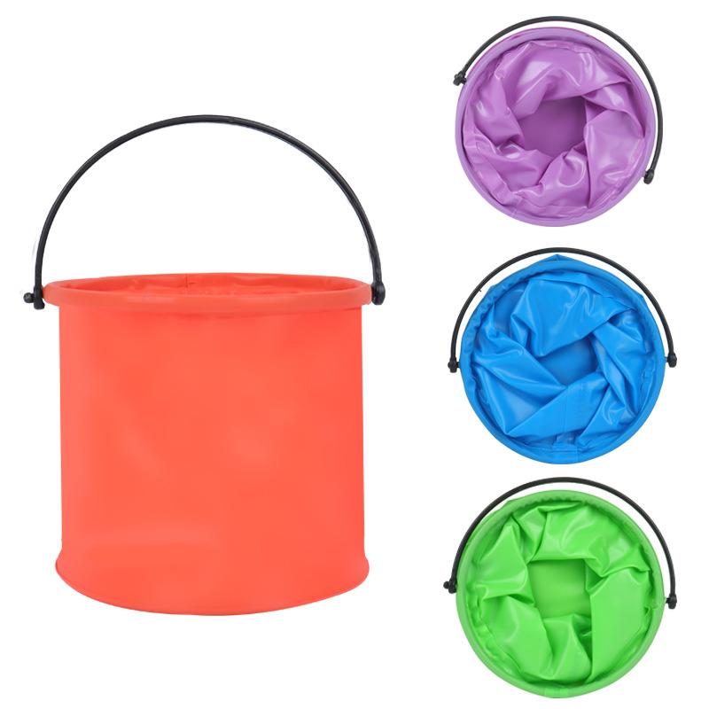 2Pcs Children's Outdoor Beach Toy Bucket Portable Folding Retractable Bucket Beach Playing Water Digging Sand Fishing Tool