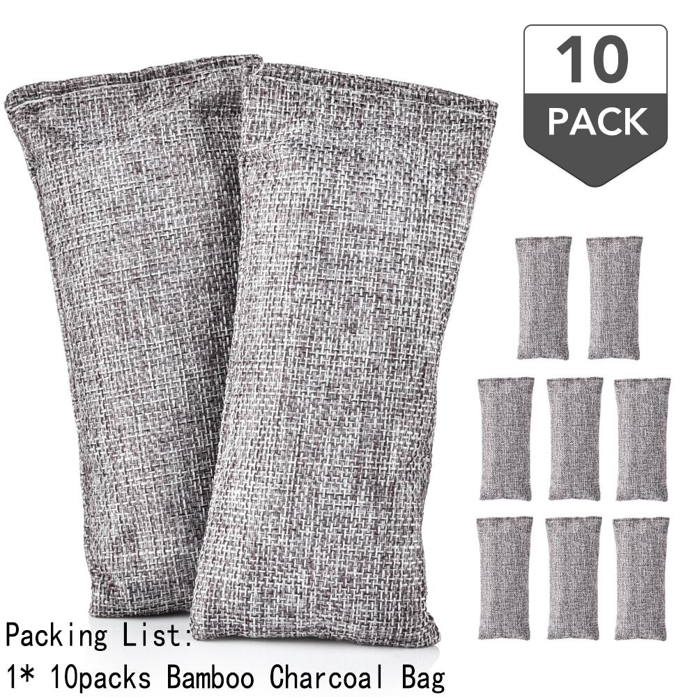 10packs Multi-Purpose Hygienic Material Bamboo Charcoal Odor Absorbing Bag Remove Excess Water Reusable Air Purifier Recycling