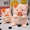 Fruit Tea Milk Hat Bow Pig Plush Toy Animal Stuffed Doll Decoration Kids Gift
