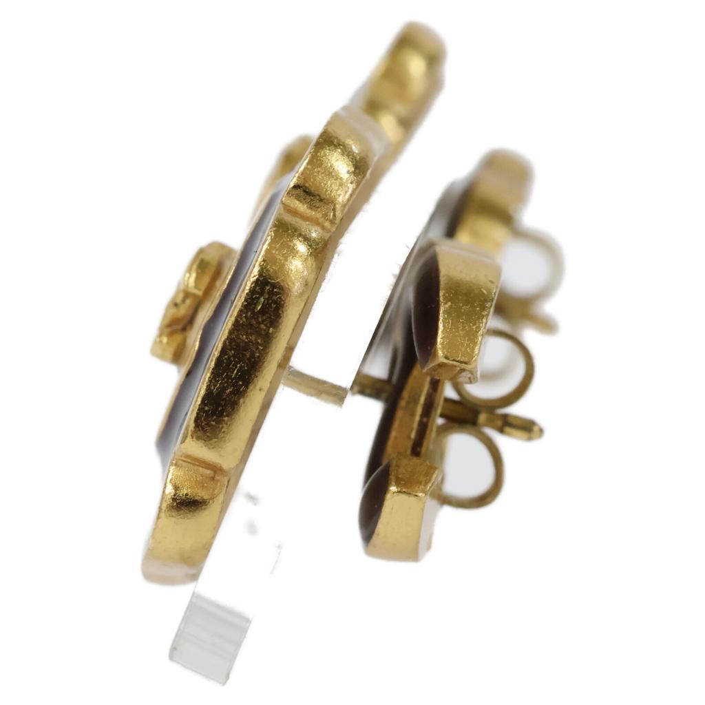 CHANEL 03P Camellia CC Logos earring yellow gold/black/whiteUsed
