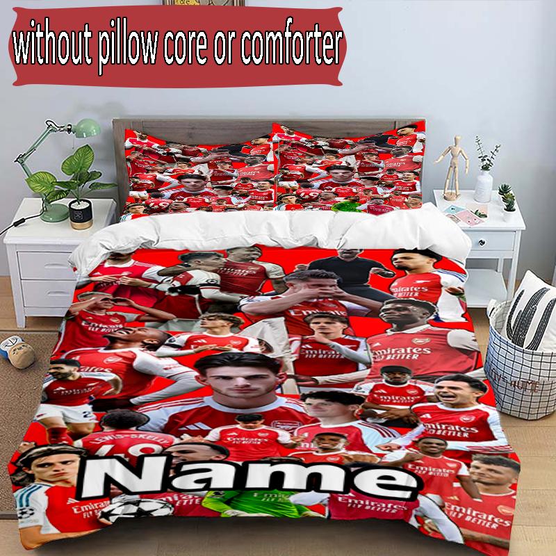3pcs Duvet Cover Set (1*Duvet Cover + 2*Pillowcase, Without Core), Custom Name Arsenal F.C Pattern Bedding Set, Home Bedroom Decor Gift