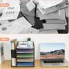 5-Tier Paper Letter Tray Organizer with File Holder - Office Supplies Desktop Organizer