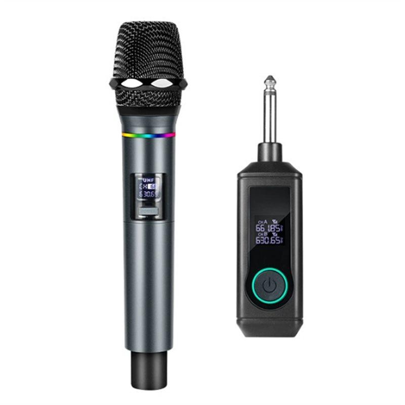 Wireless Microphone UHF Fixed Frequency 2 Channels Handheld Mic Micphone For Party Karaoke Professional Church Meeting