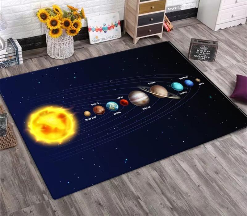 Solar System Rug Planet Galaxy Design for Living Room Kids Bedroom Non Slip Space Floor Mat Home Decor