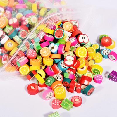 100Pcs/Lot 0.4cm Soft Pottery DIY Slime Fluffy Accessories Fruit Slices Filler For Polymer Clay Toy For Children Slime Supplies